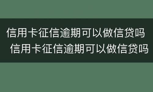 信用卡征信逾期可以做信贷吗 信用卡征信逾期可以做信贷吗
