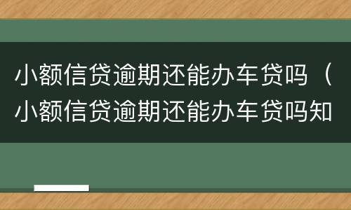 小额信贷逾期还能办车贷吗（小额信贷逾期还能办车贷吗知乎）