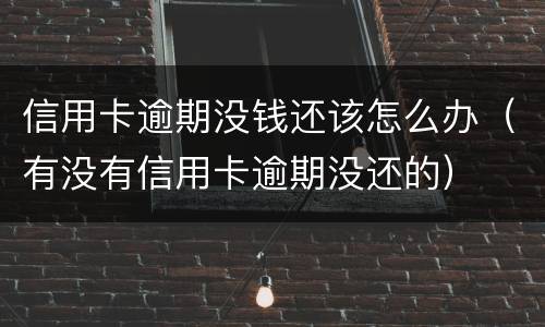 信用卡逾期没钱还该怎么办（有没有信用卡逾期没还的）