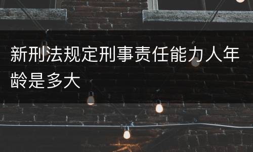 新刑法规定刑事责任能力人年龄是多大