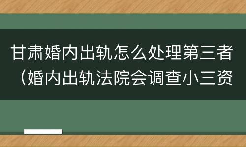 甘肃婚内出轨怎么处理第三者（婚内出轨法院会调查小三资料吗）