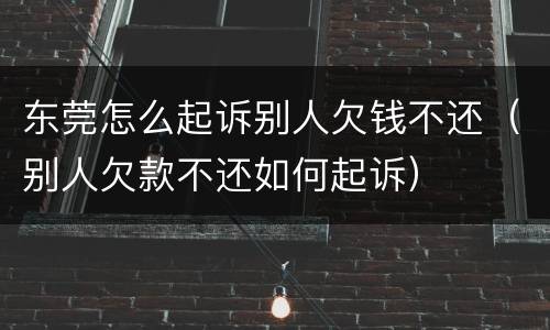 东莞怎么起诉别人欠钱不还（别人欠款不还如何起诉）