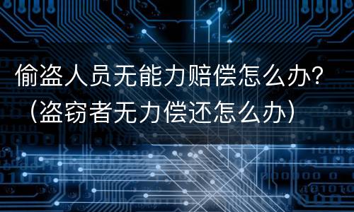 偷盗人员无能力赔偿怎么办？（盗窃者无力偿还怎么办）
