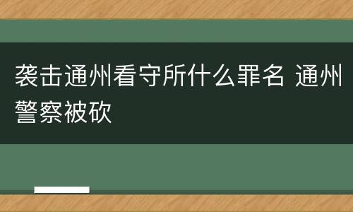 袭击通州看守所什么罪名 通州警察被砍