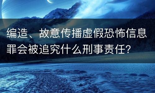编造、故意传播虚假恐怖信息罪会被追究什么刑事责任？