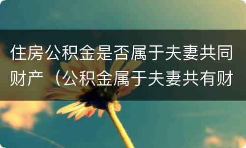 住房公积金是否属于夫妻共同财产（公积金属于夫妻共有财产么）