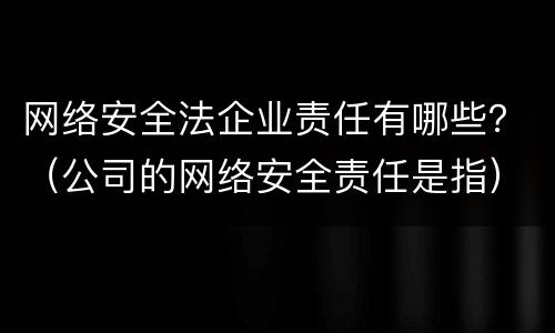 网络安全法企业责任有哪些？（公司的网络安全责任是指）