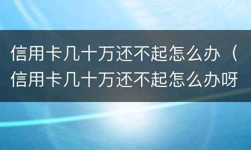 信用卡几十万还不起怎么办（信用卡几十万还不起怎么办呀）