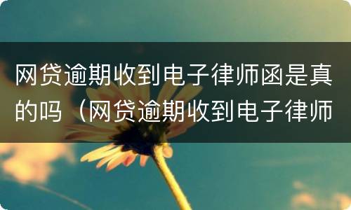 网贷逾期收到电子律师函是真的吗（网贷逾期收到电子律师函是真的吗怎么办）