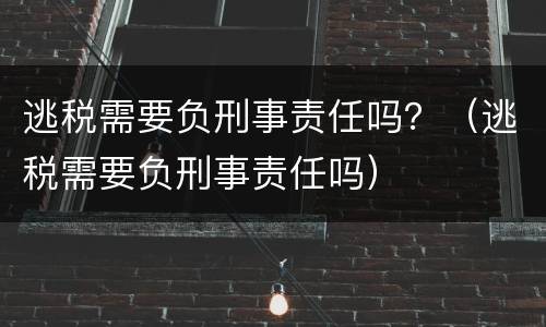 逃税需要负刑事责任吗？（逃税需要负刑事责任吗）