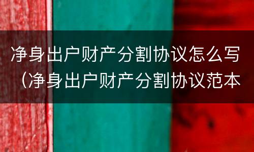 净身出户财产分割协议怎么写（净身出户财产分割协议范本）