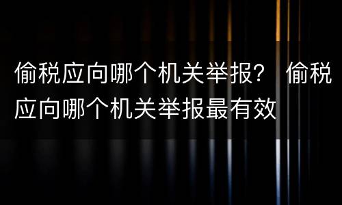 偷税应向哪个机关举报？ 偷税应向哪个机关举报最有效