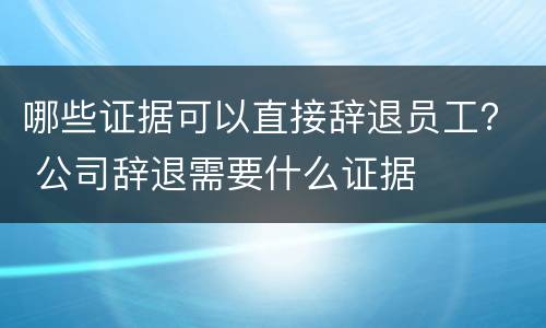 哪些证据可以直接辞退员工？ 公司辞退需要什么证据