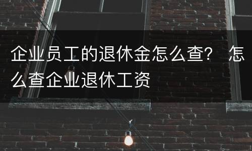 企业员工的退休金怎么查？ 怎么查企业退休工资