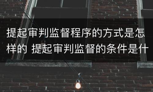 提起审判监督程序的方式是怎样的 提起审判监督的条件是什么简答题