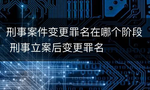 刑事案件变更罪名在哪个阶段 刑事立案后变更罪名