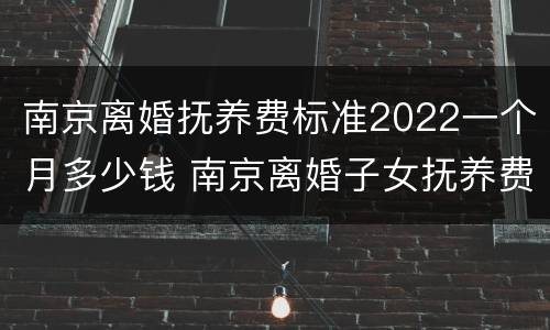 南京离婚抚养费标准2022一个月多少钱 南京离婚子女抚养费标准
