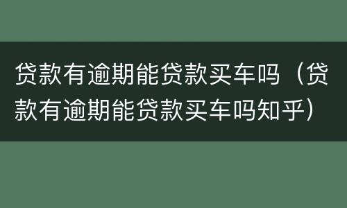 贷款有逾期能贷款买车吗（贷款有逾期能贷款买车吗知乎）