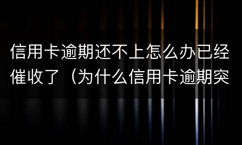信用卡逾期还不上怎么办已经催收了（为什么信用卡逾期突然不催了）