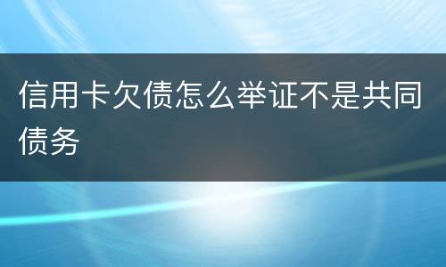 信用卡欠债怎么举证不是共同债务