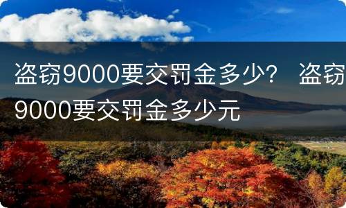 盗窃9000要交罚金多少？ 盗窃9000要交罚金多少元