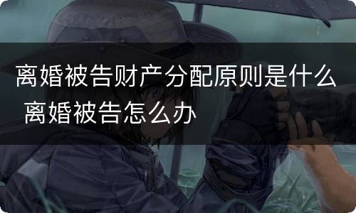 离婚被告财产分配原则是什么 离婚被告怎么办