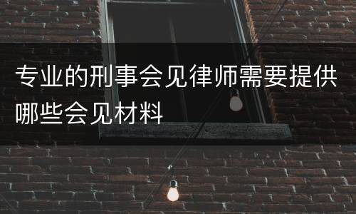 专业的刑事会见律师需要提供哪些会见材料