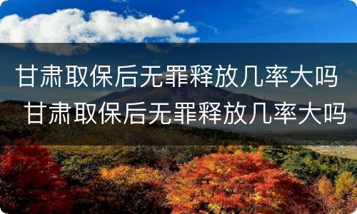 甘肃取保后无罪释放几率大吗 甘肃取保后无罪释放几率大吗现在