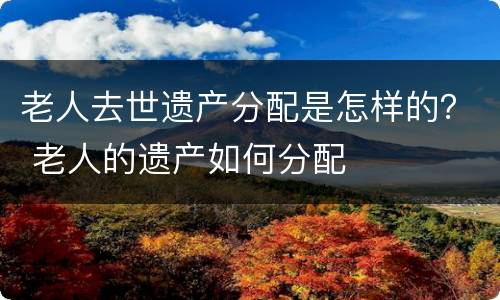 老人去世遗产分配是怎样的？ 老人的遗产如何分配