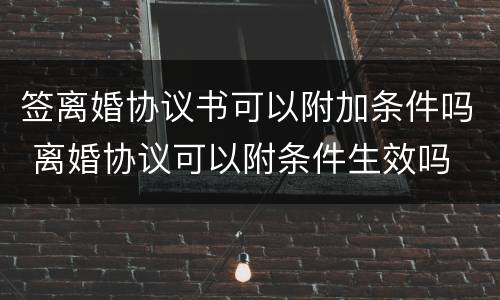 签离婚协议书可以附加条件吗 离婚协议可以附条件生效吗