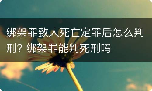 绑架罪致人死亡定罪后怎么判刑? 绑架罪能判死刑吗