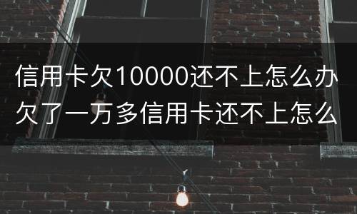 信用卡欠10000还不上怎么办 欠了一万多信用卡还不上怎么办