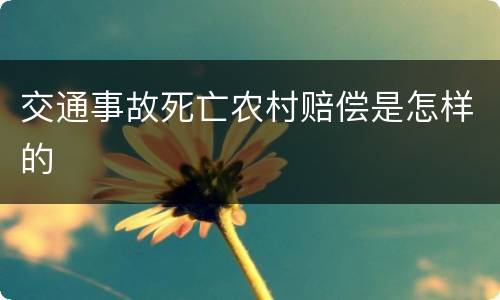 交通事故死亡农村赔偿是怎样的