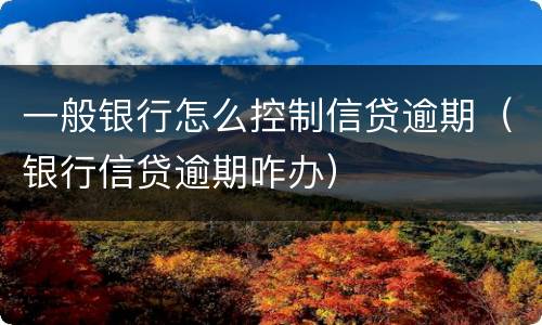 一般银行怎么控制信贷逾期（银行信贷逾期咋办）