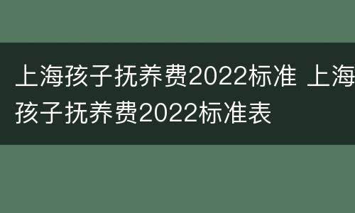 上海孩子抚养费2022标准 上海孩子抚养费2022标准表