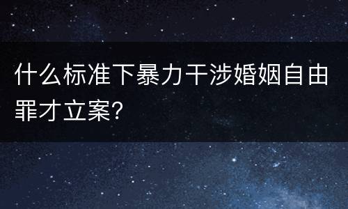 什么标准下暴力干涉婚姻自由罪才立案？