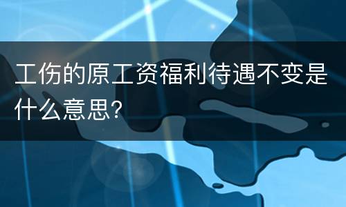 工伤的原工资福利待遇不变是什么意思？