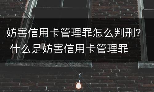 妨害信用卡管理罪怎么判刑？ 什么是妨害信用卡管理罪