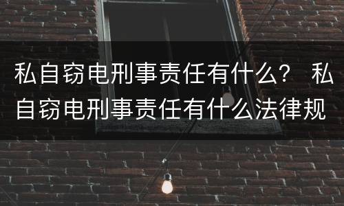 私自窃电刑事责任有什么？ 私自窃电刑事责任有什么法律规定