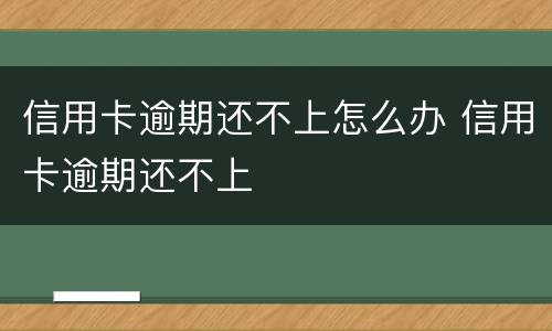 信用卡逾期还不上怎么办 信用卡逾期还不上