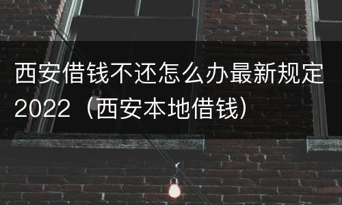 西安借钱不还怎么办最新规定2022（西安本地借钱）