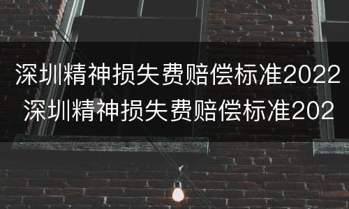 深圳精神损失费赔偿标准2022 深圳精神损失费赔偿标准2020