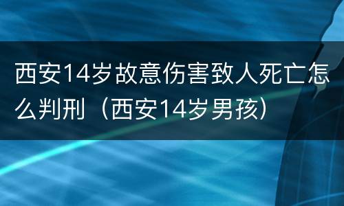 西安14岁故意伤害致人死亡怎么判刑（西安14岁男孩）