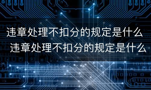 违章处理不扣分的规定是什么 违章处理不扣分的规定是什么意思