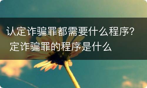认定诈骗罪都需要什么程序？ 定诈骗罪的程序是什么
