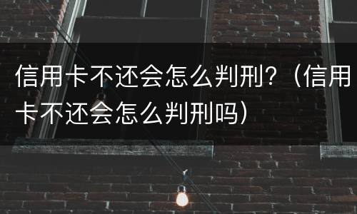 信用卡不还会怎么判刑?（信用卡不还会怎么判刑吗）