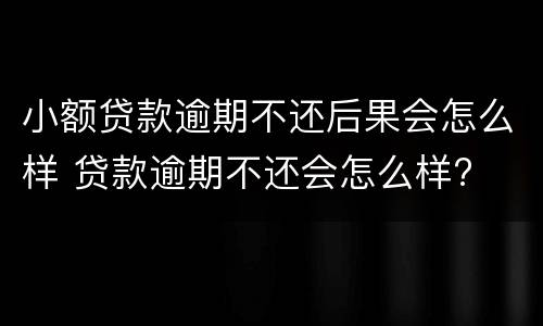 小额贷款逾期不还后果会怎么样 贷款逾期不还会怎么样?