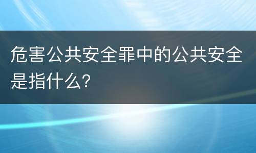 危害公共安全罪中的公共安全是指什么？