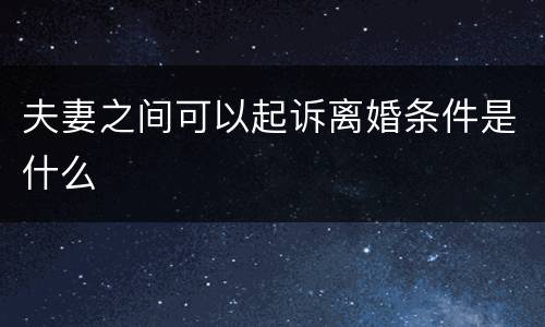 夫妻之间可以起诉离婚条件是什么