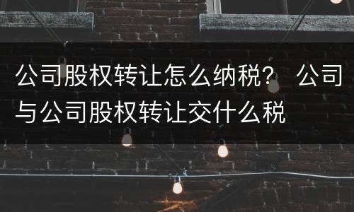公司股权转让怎么纳税？ 公司与公司股权转让交什么税
